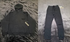 Brand NEW Essentials Hoodie & Sweatpants Set Black Stretch Limo with Tag ✅