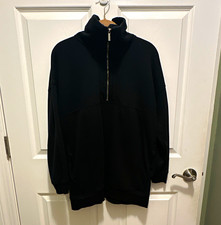 Old Navy Women s Black 1/2 Zip Pullover Fleece Hoodie w/ Pockets Size S