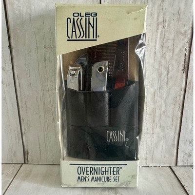 Oleg Cassini Overnighter Mens Manicure Set Vintage 6 Piece Travel Grooming Kit