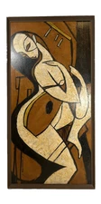 LARRY MASSCHINO CUBIST ABSTRACT WOMAN MCM MODERN MODERNIST VINTAGE OIL PAINTING