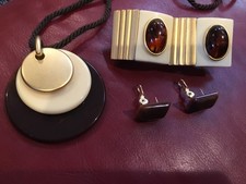 Vintage Yves Saint Laurent YSL Signed Jewelry Set Earings, Bracelet, Necklace