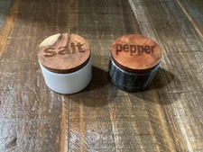 Marble Salt and Pepper Bowls Salt Box Salt Cellar Set natural Wood Covers