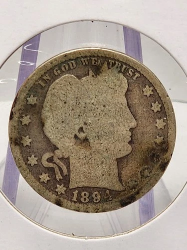 1894-P Barber Quarter Raw about good