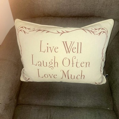 Newport Throw Pillow LIVE WELL LAUGH OFTEN LOVE MUCH Canvas Feather Pillow