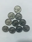 1950’S & 1960’S Washington Quarters 10 Coin Lot  90% Silver. 7 With Mint Mark.