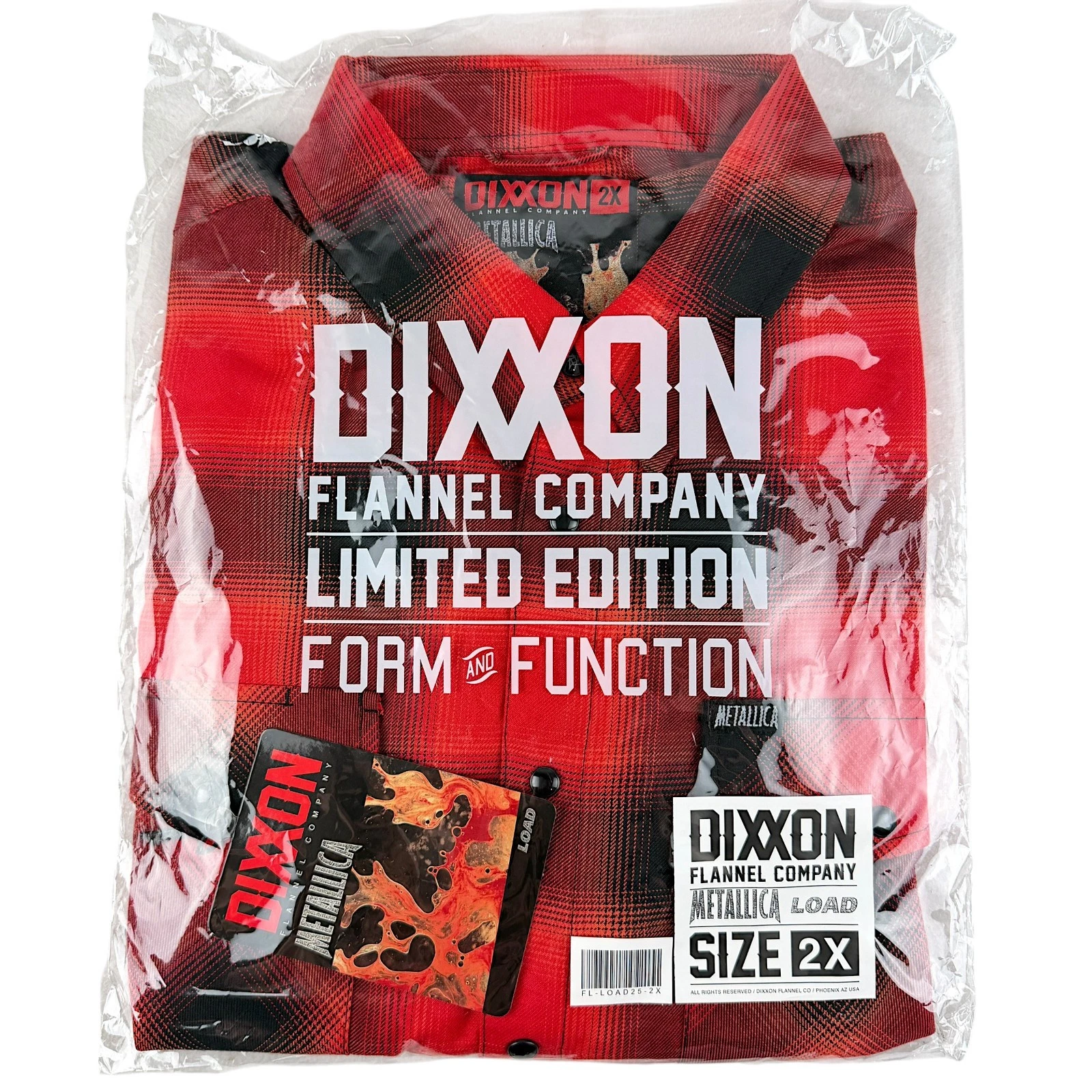 DIXXON Flannel x Metallica Load Mens 2XL XXL Band Plaid Collab Snap Button Shirt