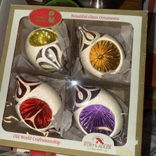 Kurt Adler Glass Early Years Santa's World 4-Piece Nostalgic Ornaments