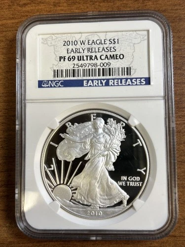 2010-W Proof $1 American Silver Eagle NGC PF69 Early Releases Blue Label