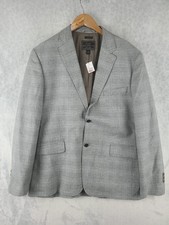Jos A Bank Reserve Blazer Mens XL Gray Plaid Cotton Stretch Sport Coat