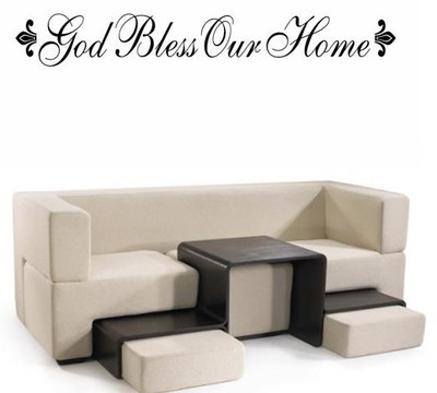 GOD BLESS OUR HOME Words Wall Decal Decor Quote Lettering Sticky Sticker 36''