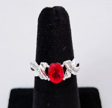 New 925 simulate Silver Ruby Red Oval Crystal Wedding Engagement Ring R1208Sz 10