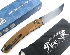 SRM 9211GW Slim Gents Pocket Knife Axis Ambi Lock 8Cr13MoV Blade Brown G10 EDC