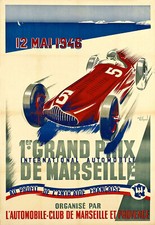Print Poster   1er GRAND PRIX DE MARSEILLE French Deco 1946  Wall Art Picture A3