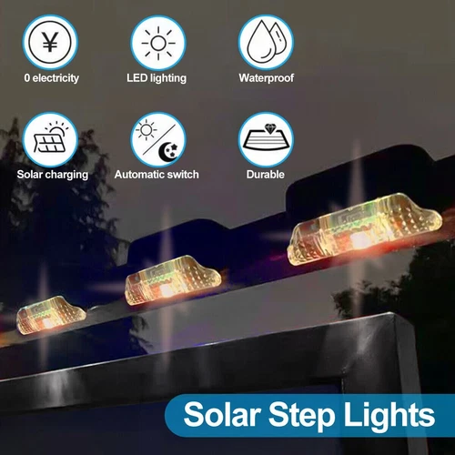 8 Pack New Solar Deck Lights Outdoor Waterproof LED Steps Lamps For Stairs Fence - Picture 4 of 12