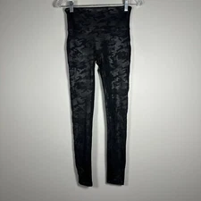 Spanx Medium Black Faux Leather Metallic Camo Leggings