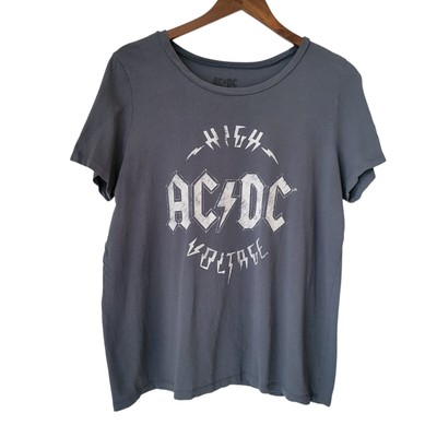 AC/DC High Voltage Tshirt XXL Womens Gray Graphic Short Sleeve Tee Reg Fit