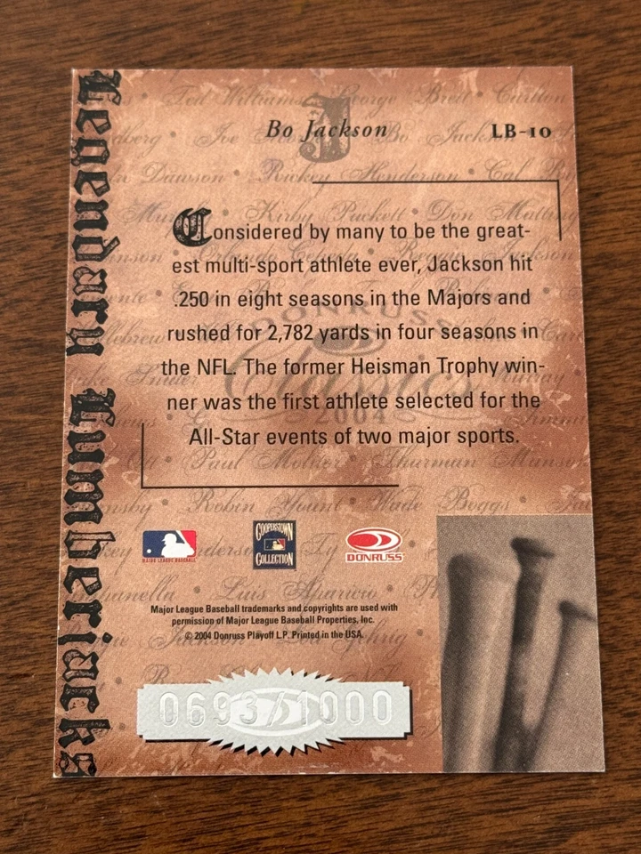 2004 Donruss Classics Legendary Lumberjacks Bo Jackson /1000 Kansas City Royals - Image 2 of 2
