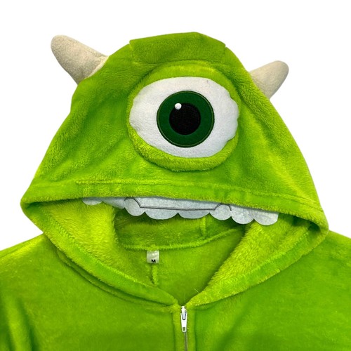 M Monster adult men Womens Mike Sleeper One Piece Footie Pajamas Hood Eye Teeth - Picture 2 of 13