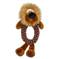 Duvo+ Hundespielzeug LöWe Ring Braun 34X21X12Cm Nylonseil Quietscher PlüSch