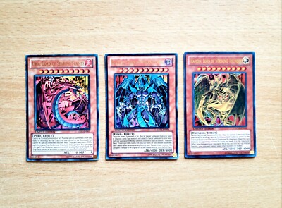 YuGiOh Uria Lord of Searing Flames Hamon Lord of Striking Thunder Raviel Mint 