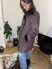 Gabriella Vicenza Vintage 90s Faux Fur Suede Boho Embroided Trench Coat Jacket