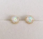 Vintage Jewellery Gold Opal Earrings Ear Rings with Opals Antique Deco Jewelry