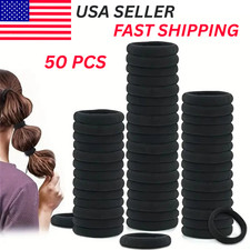 50PCS Black Hair Ties for Women No Damage Elastic Hair Bands for Thick hair