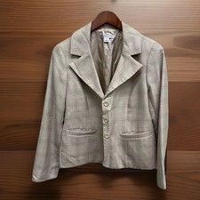 Pendleton Virgin Wool Blazer Sz 10 Tan Plaid 100 Wool Vintage