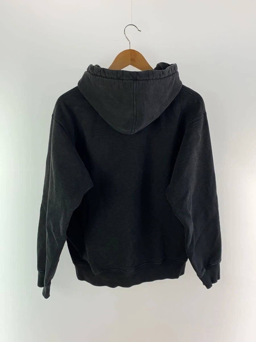 Felpa Supreme con cappuccio zip testo righe M cotone nero usata