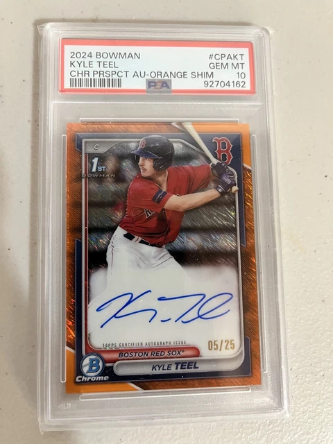 Kyle Teel 2024 Bowman Baseball Orange Shimmer Auto PSA 10