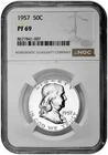 1957 50C Proof Silver Franklin Half Dollar NGC Graded PF 69 in New Holder