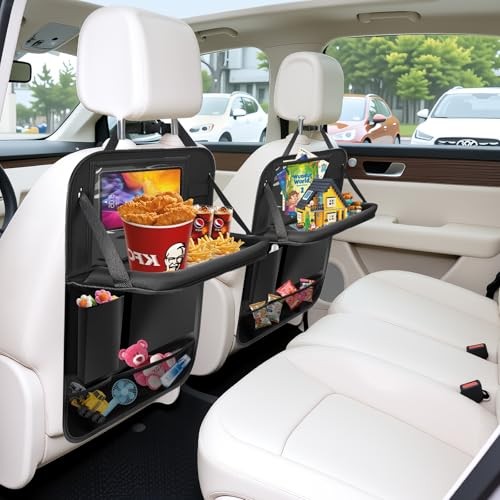 2Pack Car Backseat Organizer with Foldable Table 2 Pack with Food Tray Black - Picture 8 of 8