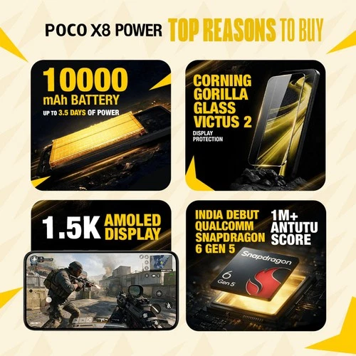 POCO X8 Power | 128GB | 8GB RAM | Yellow | Unlocked Snapdragon 6 Gen 5 10000mAh - Picture 3 of 23