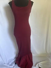 Fashion Nova Women’s Margot Ribbed Burgundy Maxi Dress Size Medium