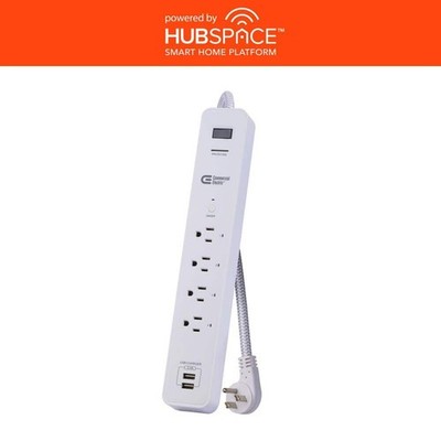 Commercial Electric 3 Ft. 4-Outlet White Surge Protector Smart with USB Powered