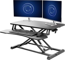 VIVO Height Adjustable Standing Desk Converter, 81 cm Black Sit to Stand Worksta
