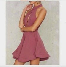 Nasty Gal Ginger fizz shanghai surprise sheer back fit flare cutout dress xs