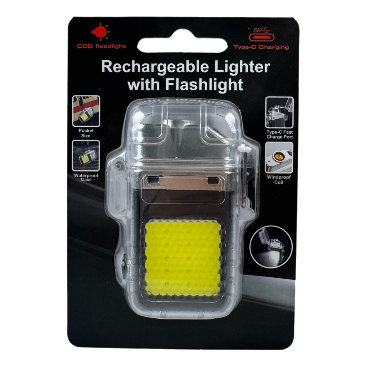 Dual USB Rechargeable Electric Lighter -Windproof Flameless Double LED Outdoor