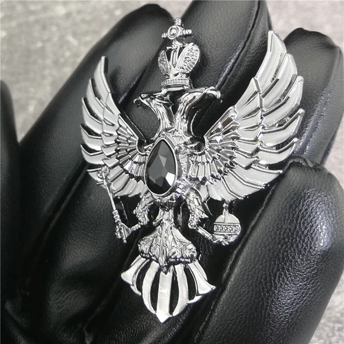 WWII Russian Double Head Eagle Badge Freemason Pin USSR Soviet Union with Box - Picture 3 of 6