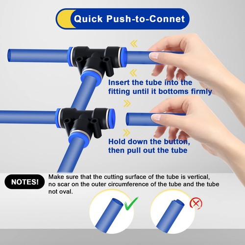 Raccordi Push to Connect 3/8 x 1/4 x 3/8 OD Riduzione Tee 6 PCS Linea Aria F - Foto 6 di 8