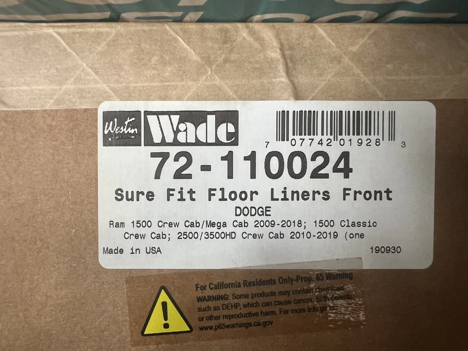 Westin Wade 72-110024 Front Floor Liner Ram 1500 Crew/Mega, Classic 09-18 — 第 2/2 张图片