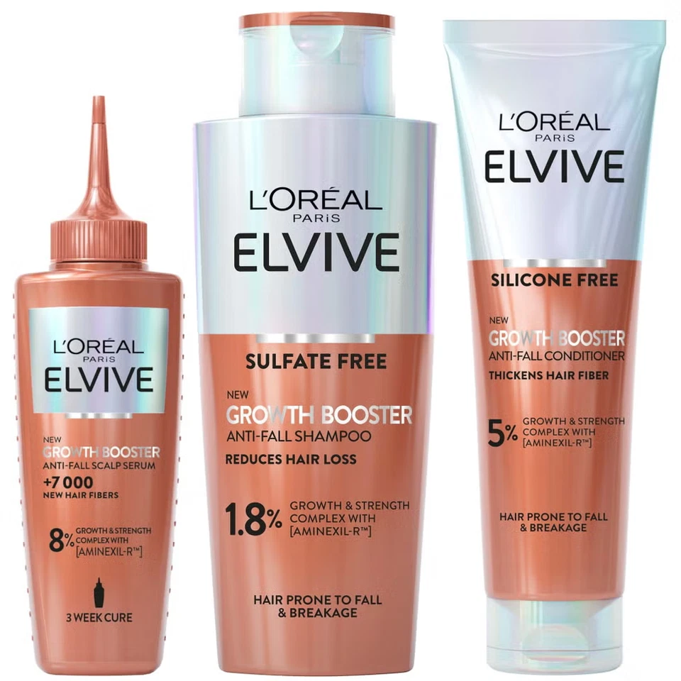 L'Oreal Elvive GROWTH BOOSTER Shampoo + Conditioner + Anti-Fall Scalp Serum NEW!