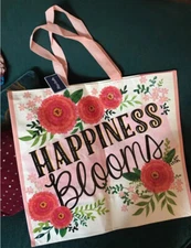 NEW Shopping Bag~HAPPINESS BLOOMS🌸Floral Gardening~Reusable Tote~EcoFriendly