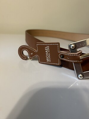 New Michael Kors Belt Brown Size Large Silver Tone Buckle | eBay display picture 2