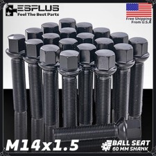 10 Audi Stock Lug Bolt M14x1.5 Black 60mm Fit A1a3s3tt W 30-34 Mm Spacer