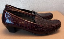 M&S Footglove Ladies Shoes Patent Leather Croc Brown Size 6 - NEW