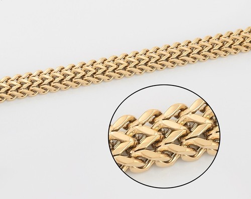 Luxus Edelstahl Gelbgold Panzer Armband 585er Gold 14K vergoldet Unisex 21cm - Bild 8 von 8