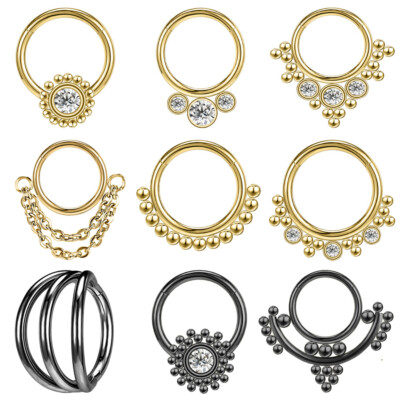 1 PC Stainless Steel Nose Rings CZ Crystal Nose Septum Piercing Bohemia Earrings