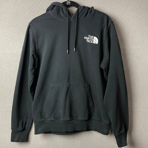 The North Face Mens Sweater Small Black Logo Hooded Fleece Heavyweight Gorpcore - Picture 2 of 15