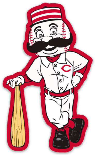 Cincinnati Reds logo Type Mr. Red Character w/ baseball bat MLB Die-Cut MAGNET